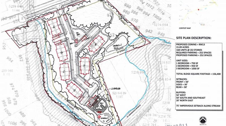 BH Affordable LLC wants to build 168 income-restricted apartments off Winder Highway near Dacula. VIA GWINNETT COUNTY PLANNING DOCUMENTS