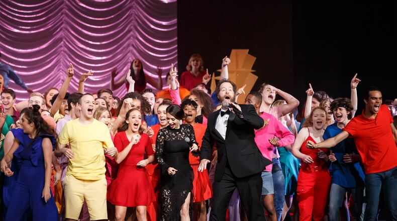 Shuler Hensley (center) performs with the ensemble cast in the closing number of the 2019 Shuler Awards. 
Courtesy of ArtsBridge Foundation