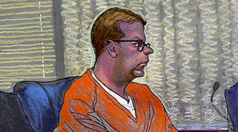 This courtroom sketch shows Michael C. Ford during a May 21 bond hearing in federal court in Atlanta. (Credit: RICHARD MILLER / SPECIAL)