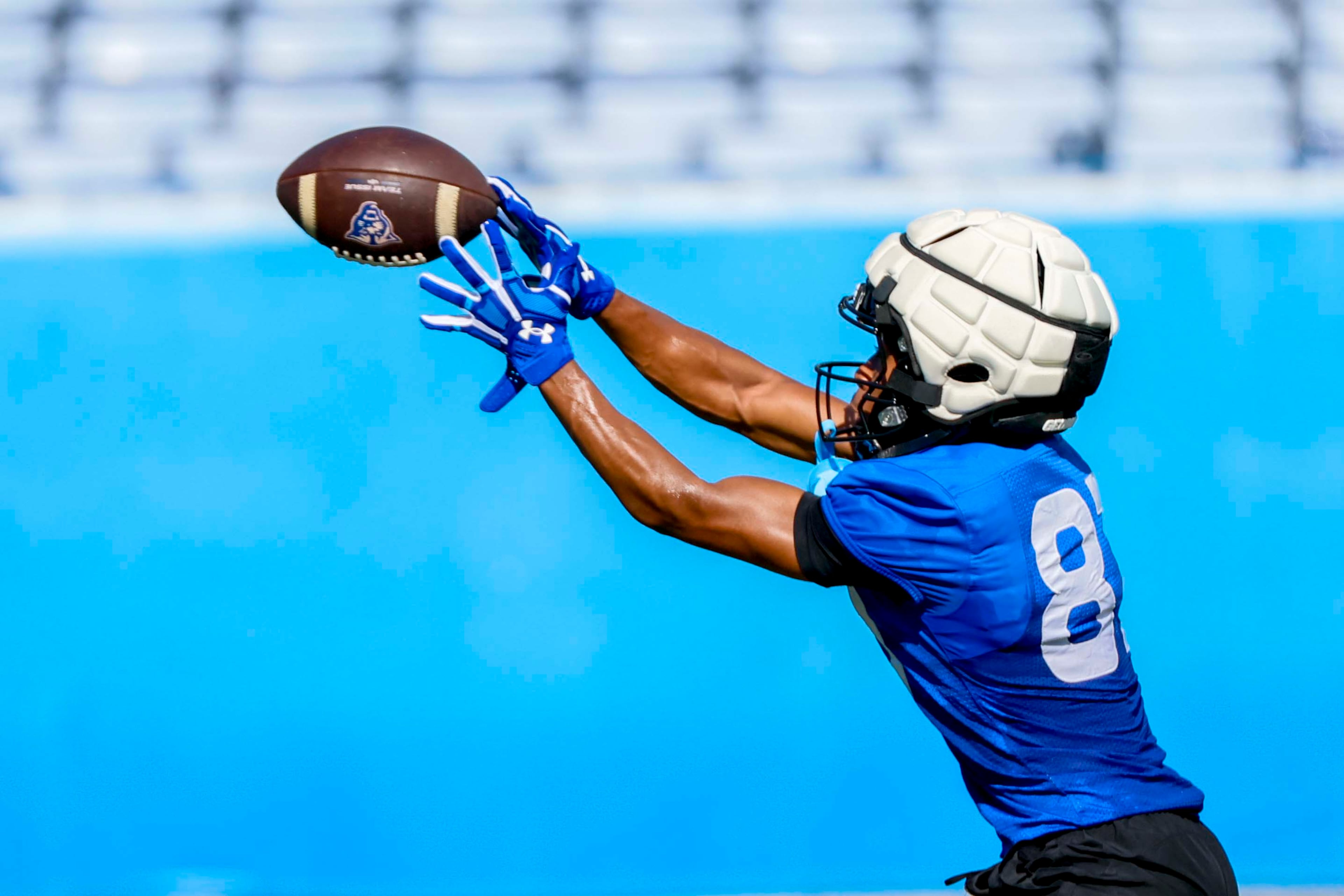 GSU wide receiver Austin McGee (87) catches the ball during Georgia State University’s first day of practice at Center Parc Stadium on Thursday, July 31, 2025, in Atlanta.
(Miguel Martinez/ AJC)