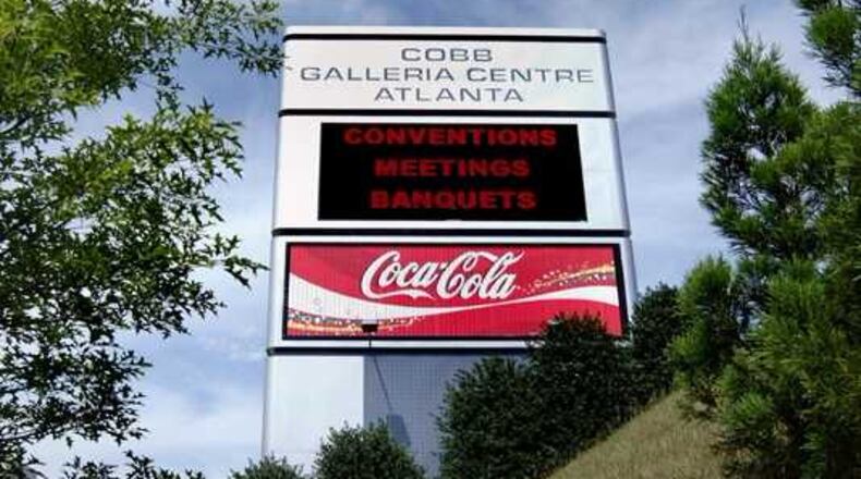 This is what the Cobb Galleria Centre sign looked like in 2003, soon after it was built.