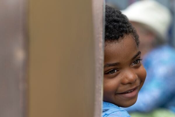 A young boy attends a Juneteenth celebration at the African Burying Ground Memorial Park Thursday, June 19, 2025, in Portsmouth, N.H. (AP Photo/Michael Dwyer)