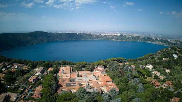 A view of the Albano Lake, about 30 kilometers southeast of Rome, where Pope Leo XIV will be spending a short period of rest in the nearby historic summer retreat for popes of Castel Gandolfo, Wednesday, July 2, 2025. (AP Photo/Andrew Medichini)