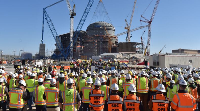 The Nuclear Regulatory Commission has cited a second instance of a former executive on the Plant Vogtle nuclear project dismissing a worker who had previously raised safety concerns. Both the executive and his former employer, Southern Nuclear, say no NRC regulations were violated. Work is still underway on Vogtle, where in a gathering earlier this year the federal government announced additional loan guarantees for the project. HYOSUB SHIN / HSHIN@AJC.COM
