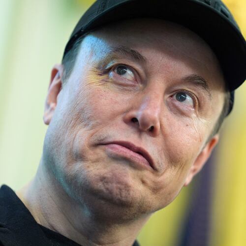 FILE - Elon Musk listens as President Donald Trump speaks during a news conference in the Oval Office of the White House, May 30, 2025, in Washington. (AP Photo/Evan Vucci, File)