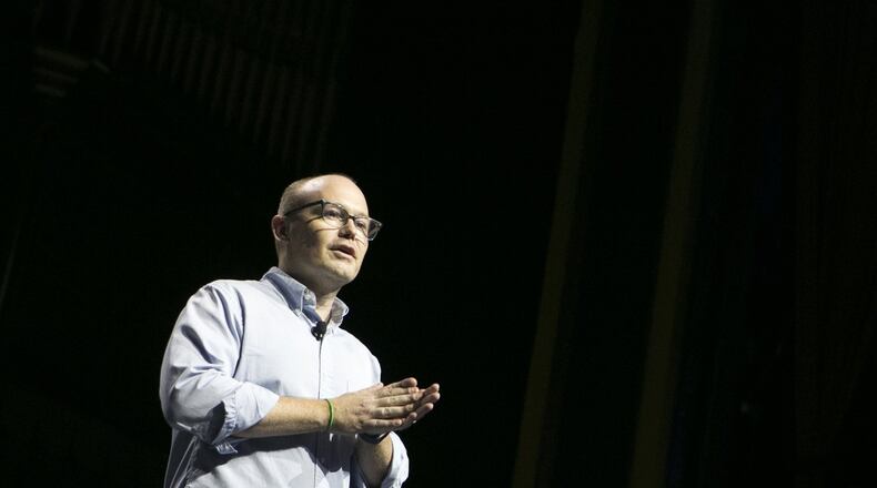 Dave Payne, incoming managing director for Techstars Atlanta, speaks during the Techstars Atlanta Demo Day at The Tabernacle in Atlanta, Ga., on Monday, Oct. 15, 2018. In their third annual Demo Day, Techstars Atlanta chose ten startup founders to present their company’s ideas to a crowd of potential investors, fellow entrepreneurs and consumers. (Casey Sykes for The Atlanta Journal-Constitution)