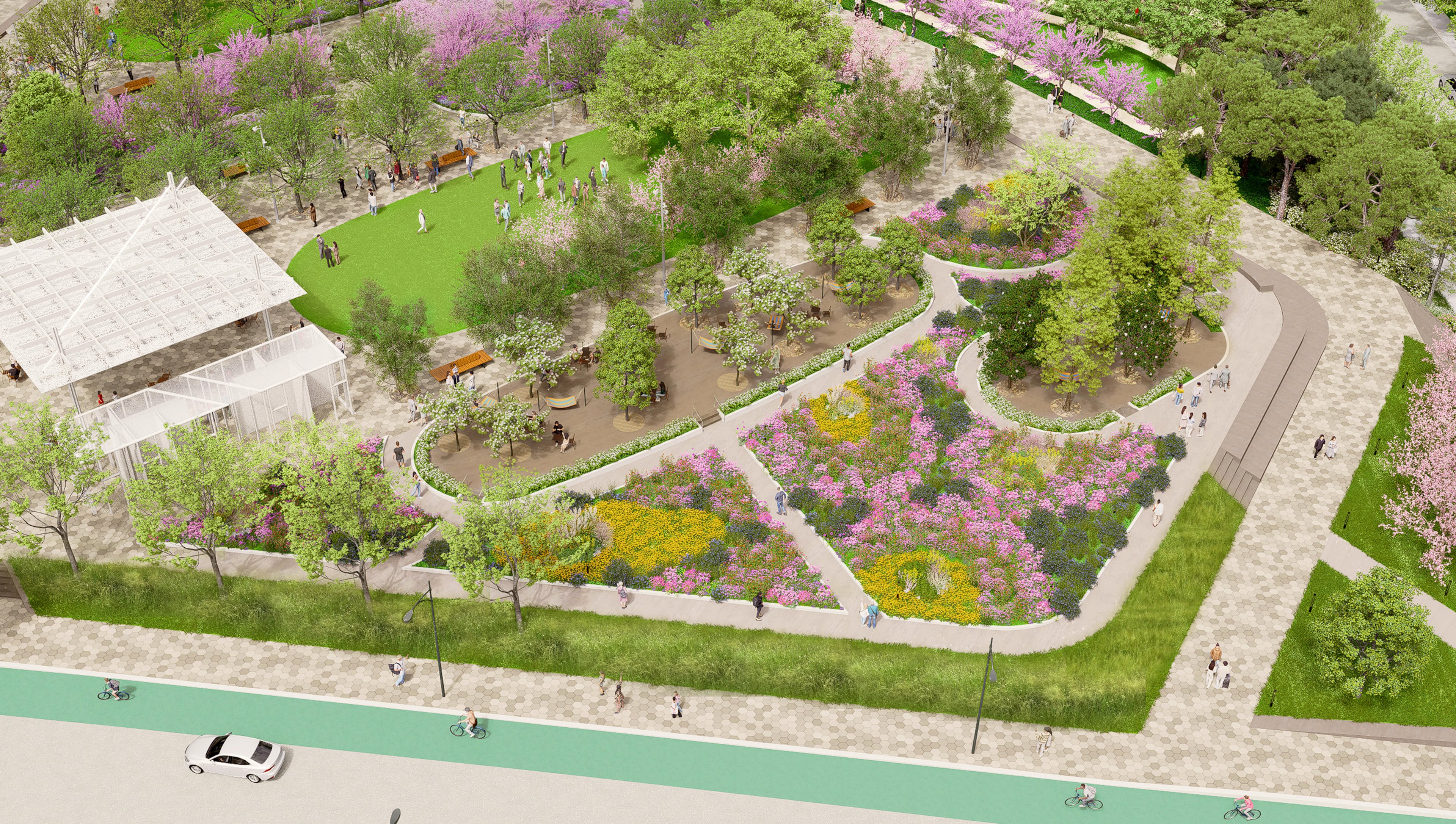 This is an aerial rendering of the first phase of the Stitch. It was unveiled Wednesday, Oct. 22, 2025, during the inaugural Downtown Day hosted by Central Atlanta Progress and the Atlanta Downtown Improvement District. (Courtesy of Atlanta Downtown Improvement District)