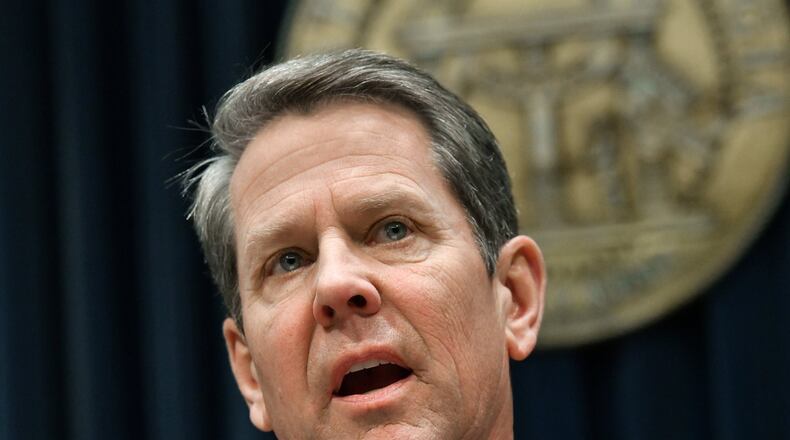 In this file photo, Gov. Brian Kemp speaks during a press conference to provide an update on the state’s efforts regarding COVID-19. (Hyosub Shin / Hyosub.Shin@ajc.com)