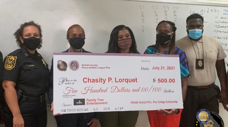 Chasity Lorquet received a $500 scholarship to help her attend Georgia Gwinnett College.