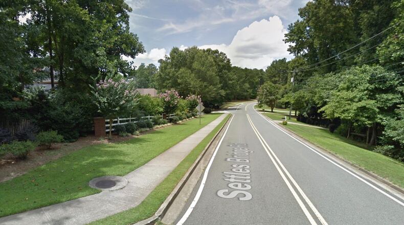 Three traffic calming islands will be installed at strategic locations along Settles Bridge Road in Suwanee at a total cost of $72,940. (Google Maps)