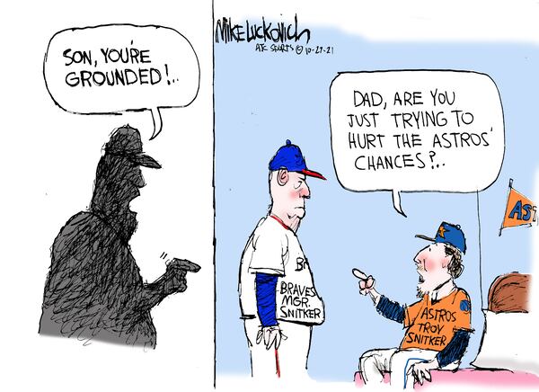"Son, you're grounded." An editorial cartoon by The Atlanta Journal-Constitution's Mike Luckovich.