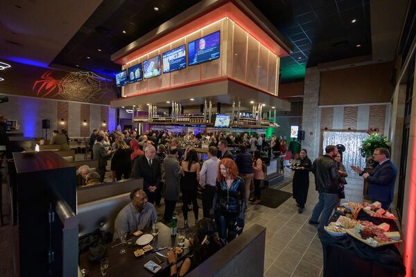 Lobby cocktail bars are becoming more common in theaters across the country. CMX CinéBistro Peachtree Corners’ Central Lounge Bar is on the high end of the trend. CONTRIBUTED BY CMX CINÉBISTRO / ROCA PHOTO