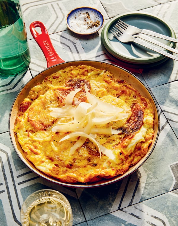 Anna Francese Gass' recipe for Rafanata, which resembles a potato-onion frittata, can be served hot or warm. (Courtesy of Union Square & Co./Linda Xiao)