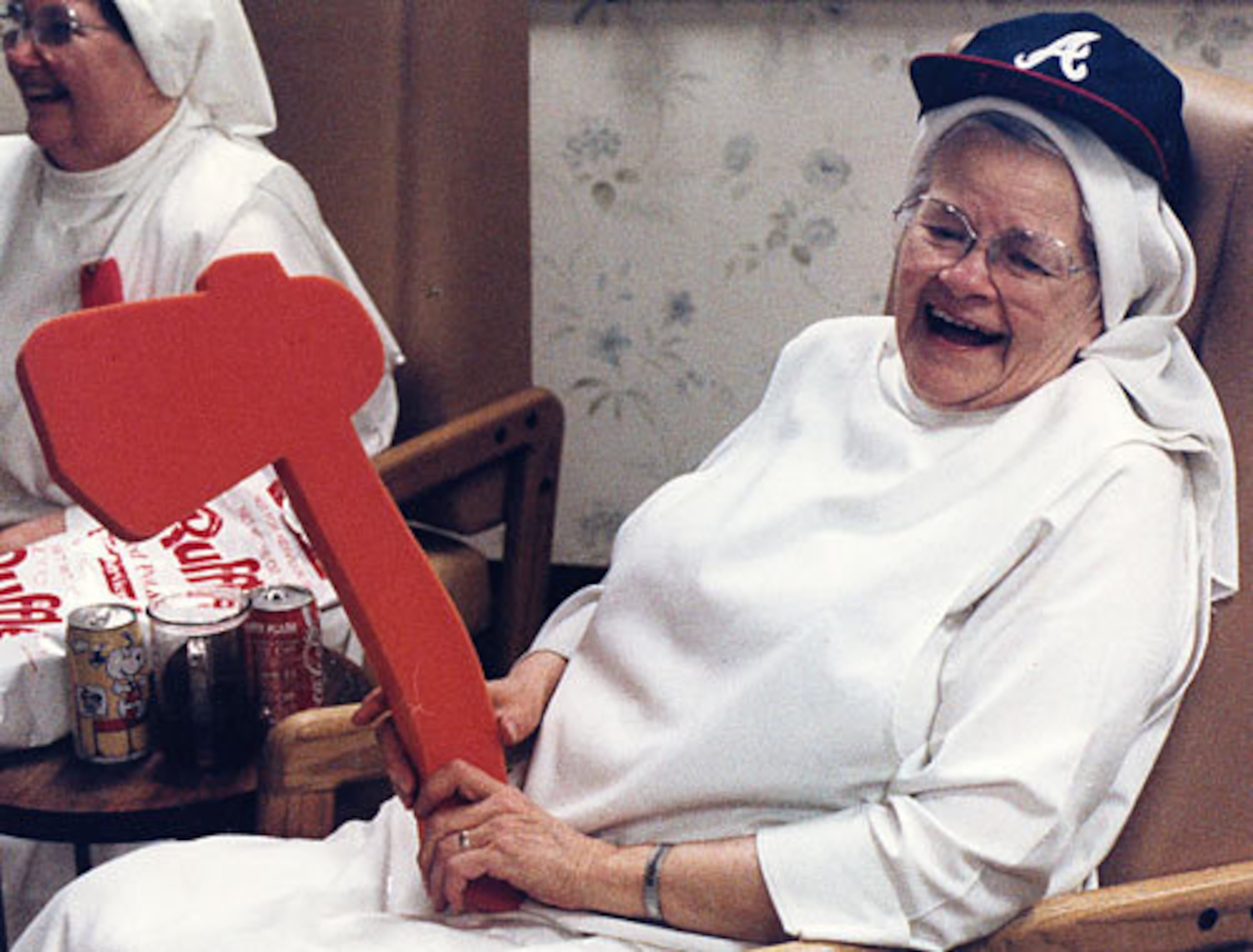Sisters Mary Rafael (right) and Mary Christopher, chopping it up.