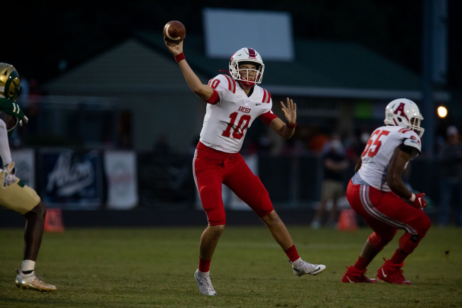 Archer's Caleb Peevy (10) throws the ball during a GHSA high school football game between Grayson High School and Archer High School at Grayson High School in Loganville, GA., on Friday, Sept. 10, 2021. (Photo/Jenn Finch)