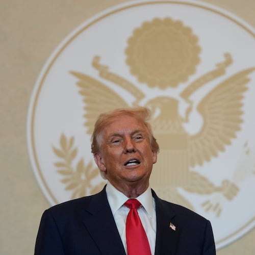 President Donald Trump speaks to business leaders at a dinner event in Tokyo, Japan, Tuesday, Oct. 28, 2025. (AP Photo/Mark Schiefelbein)