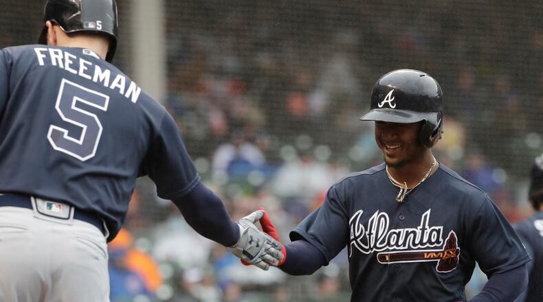 Ozzie Albies gets the glad hand.