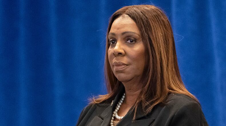 FILE - New York Attorney General Letitia James attends a news conference, Dec. 15, 2025, in New York. (AP Photo/Yuki Iwamura, File)