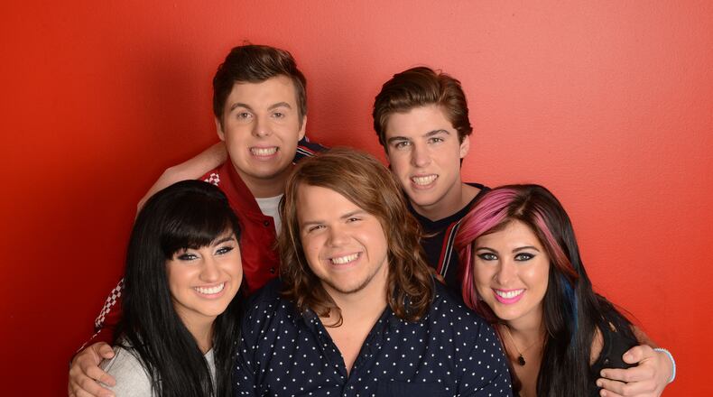 AMERICAN IDOL: TOP 5: L-R: Jena Irene, Alex Preston, Caleb Johnson, Sam Woolf and Jessica Meuse. CR: Michael Becker. Copyright 2014 FOX Broadcasting. AMERICAN IDOL: TOP 5: L-R: Jena Irene, Alex Preston, Caleb Johnson, Sam Woolf and Jessica Meuse. CR: Michael Becker. Copyright 2014 FOX Broadcasting.