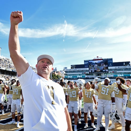 Georgia Tech head coach Brent Key has led Georgia Tech to an 8-0 start, the first time the Yellow Jackets have started a season 8-0 since 1966. (Hyosub Shin/AJC)