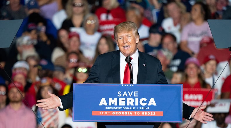 A federal judge in California ruled Wednesday that then-President Donald Trump’s false verification of voting fraud statistics from Georgia was part of a criminal conspiracy to defraud the United States and overturn the election. (Sean Rayford/Getty Images/TNS)