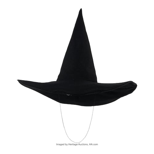 This image released by Heritage Auctions shows the hat worn by Margaret Hamilton in "The Wizard of Oz." (Heritage Auctions via AP)Margaret Hamilton