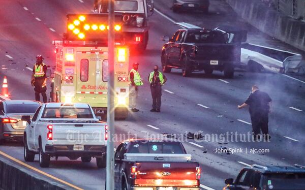 A Dodge pickup truck was traveling south on the interstate when it was rear-ended by a Hyundai Elantra, police said.