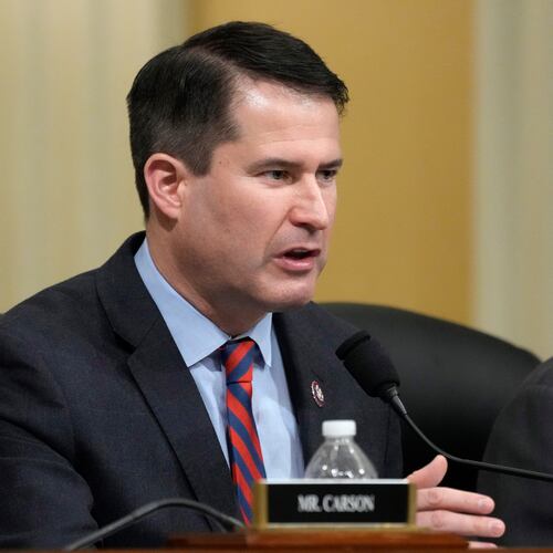 FILE - Rep. Seth Moulton, D-Mass., questions witnesses during a hearing of a special House committee dedicated to countering China, on Capitol Hill, Feb. 28, 2023, in Washington. (AP Photo/Alex Brandon, File)
