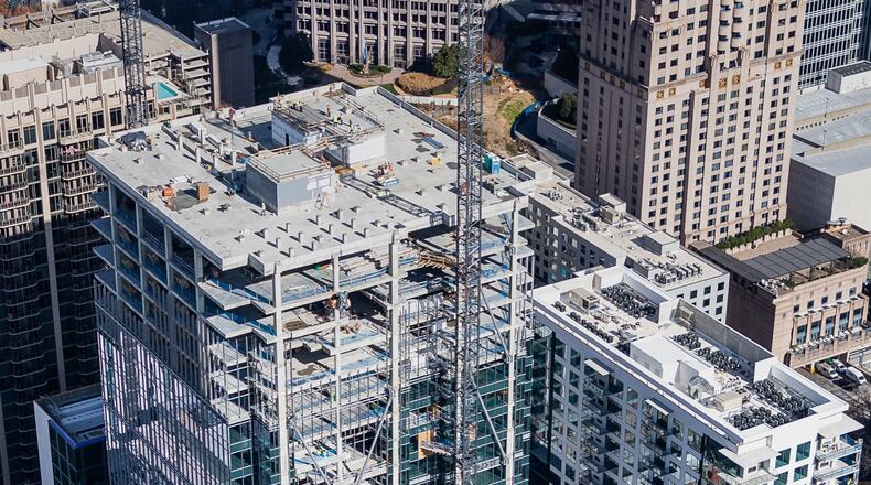 1105 West Peachtree, the tallest building developed in Atlanta since the Great Recession, nears completion, defying pandemic. Submitted photo on Jan. 25, 2021. (Handout)