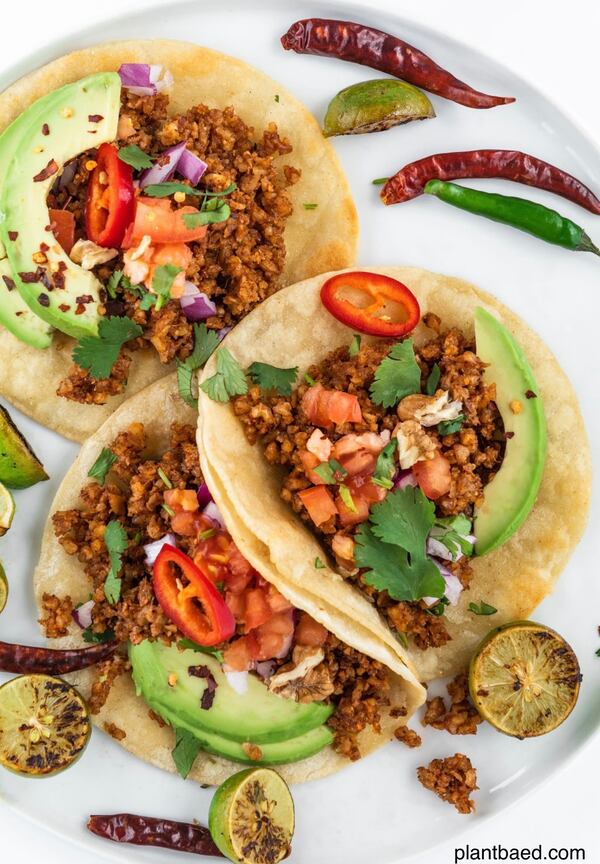 Plant-based tacos from Plantbaed. Courtesy of Sprinkles of Cocoa Creative Studio 