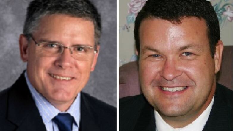 Robert Downs (left) is the sole finalist for the Buford City Schools superintedent post. Geye Hamby (right) resigned after an audio recording surfaced with a voice alleged to be his used racial slurs and threats to kill temporary construction workers who had angered him.