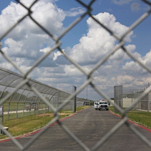 FILE - The Prairieland Detention Center is seen, Sept. 15, 2016, in Alvarado, Texas. (Louis DeLuca/The Dallas Morning News via AP, File)