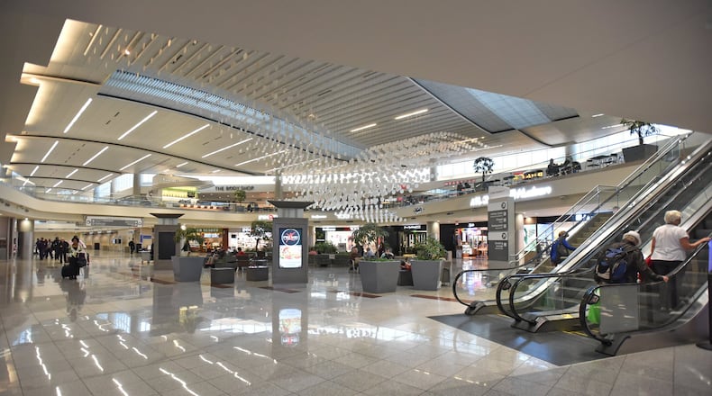 Concourse F, International Terminal, at Hartsfield-Jackson International Airport in Atlanta on February 27, 2019. More than six years since it opened, the international terminal at Hartsfield-Jackson International Airport still struggles with connectivity to the rest of the airport. People going between the international terminal and MARTA or the domestic terminal must still depend on shuttle buses. Arriving international travelers on Concourse E must still walk a distance to get to the international terminal.