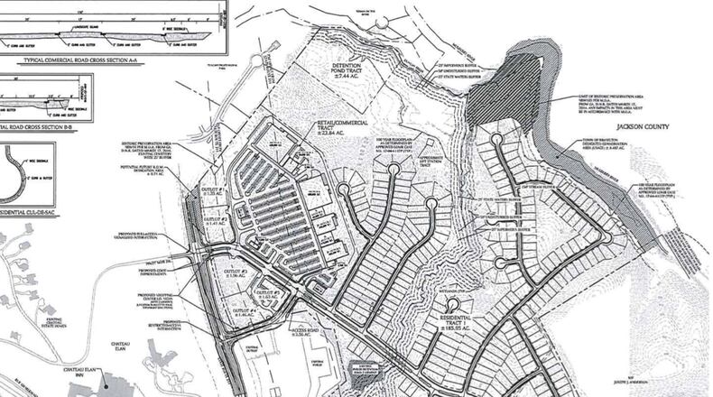 A public hearing to consider approval of a large mixed-use development on 229.29 acres off State Route 211 North in Braselton has been deferred until 4 p.m. July 3 at the Braselton Police and Municipal Court Building, 5040 State Route 53. (Courtesy Town of Braselton)