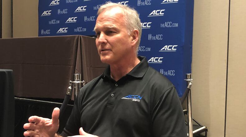 After his day on the ACC Network set Wednesday at the conference's football media gathering, a relaxed Mark Richt discusses how he is coping with Parkinson's disease. (AJC)