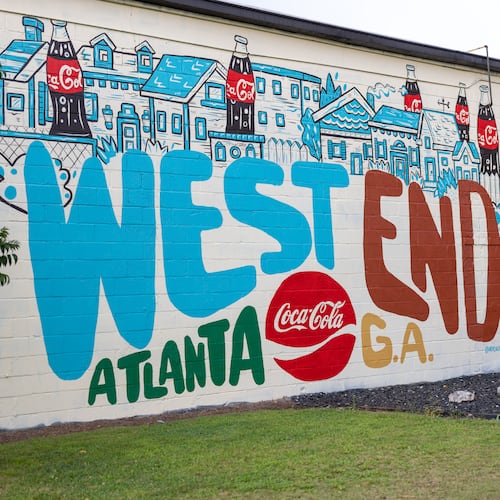 West End Mural at Wild Heaven Beer Sign in West End Lee & White on August 21, 2022