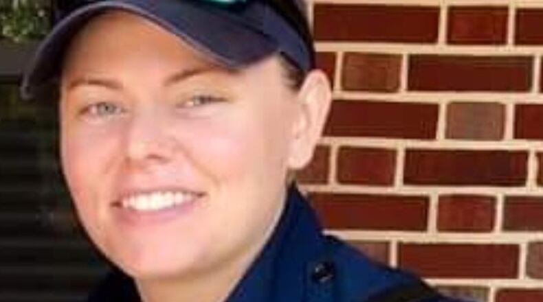 Jessica Kessinger, an EMT at Coweta County Fire Rescue received the “Servpro First Responder Award at the Celebration Bowl on Dec. 21 during the half-time show at Mercedes Benz Stadium.