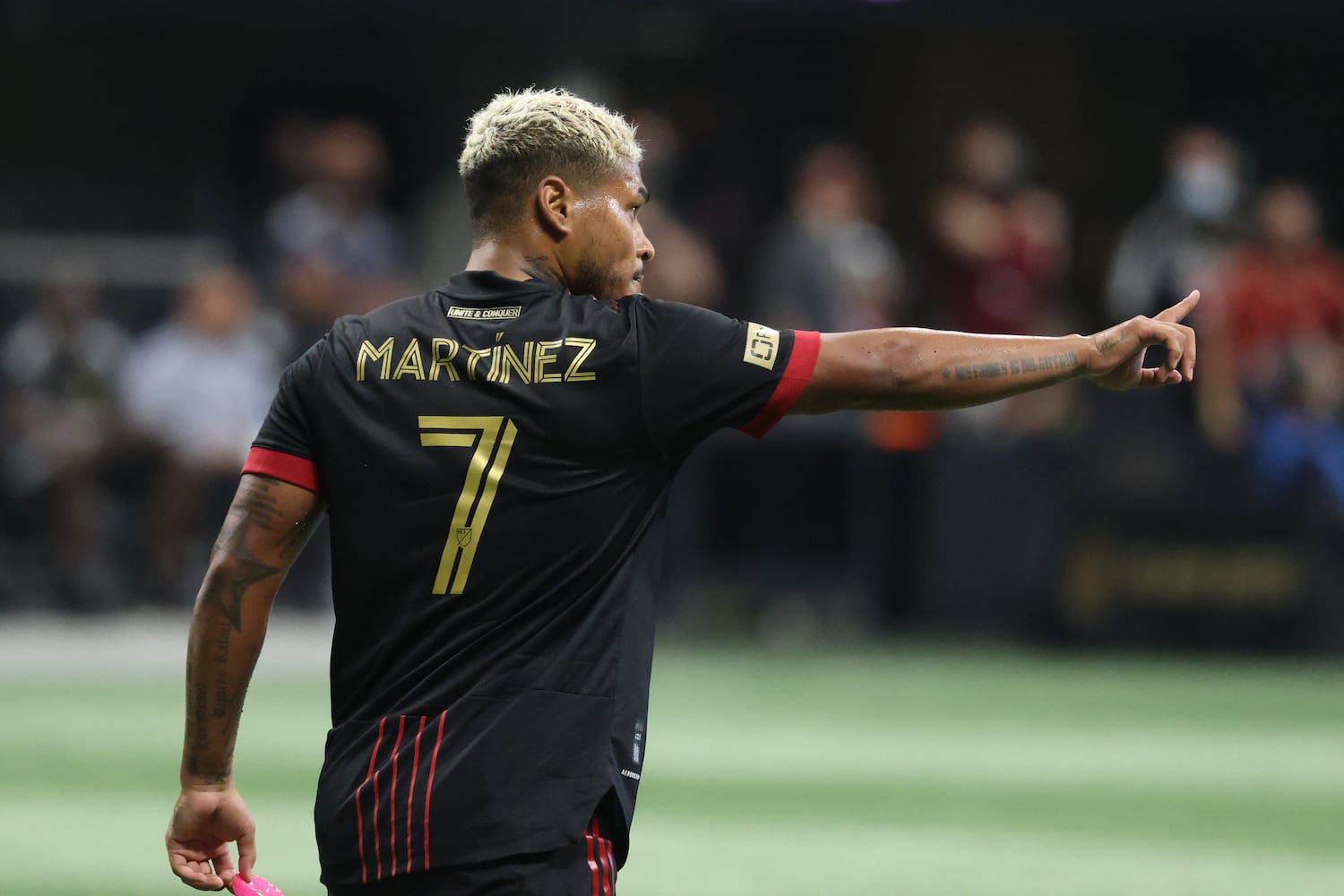 Atlanta United forward Josef Martinez (7) reacts to a play during the first half. JASON GETZ FOR THE ATLANTA JOURNAL-CONSTITUTION