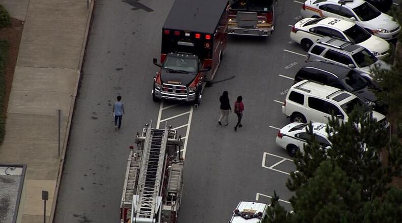 A Gwinnett County hazmat team responded to Shiloh High School shortly before 10:30 a.m. Monday. (Credit: Channel 2 Action News)