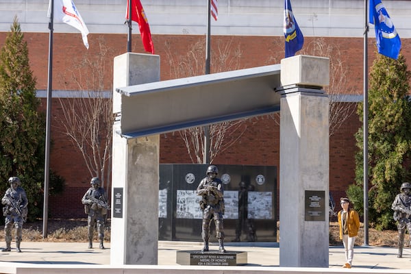 Jayden Tychon of Munford, Alabama walks through the Global War on Terrorism Memorial at the National Infantry Museum in Columbus on Tuesday, January 30, 2024. (Arvin Temkar / arvin.temkar@ajc.com) 
