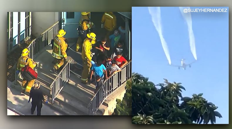 The Federal Aviation Administration says in a statement that Delta Air Lines Flight 89 declared an emergency after departing Los Angeles International Airport, returned to the airport and landed without incident. (Photo: KABC-TV/Ivan and Sujey Hernandez)