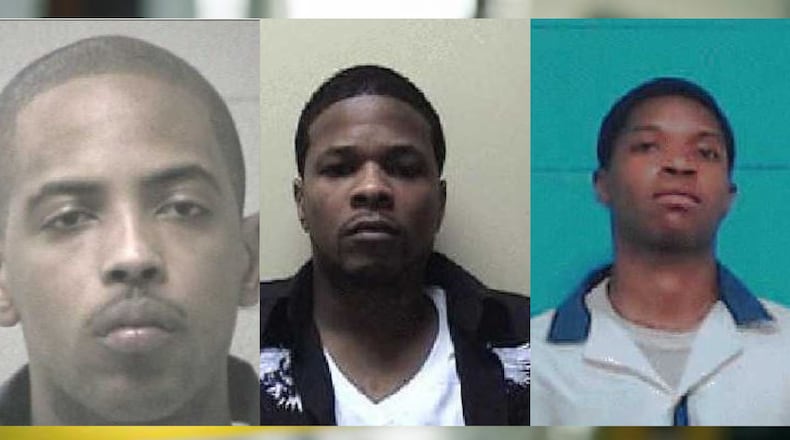 Philmon Chambers (from left), Robert Carlisle and Shabazz Guidry were three of five alleged gang members indicted this week.