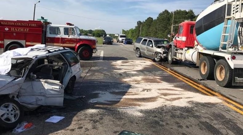 Two people died after a multivehicle wreck in Walton County on Tuesday afternoon.