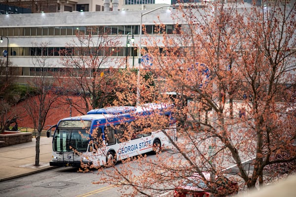 Georgia State University's diesel buses (pictured here) will be replaced with electric ones, thanks to a federal grant. (Courtesy of Georgia State University)