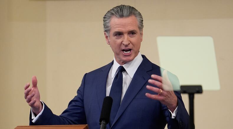 California Gov. Gavin Newsom speaks during his State of the State address Thursday, Jan. 8, 2026, in Sacramento, Calif. (AP Photo/Godofredo A. Vásquez)