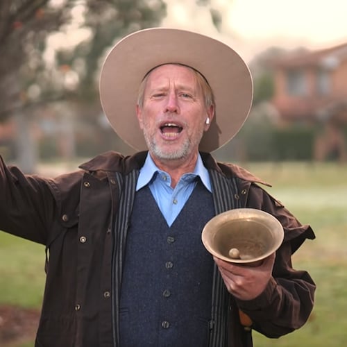 In this image taken from video, Joseph McGrail-Bateup demonstrates his loud voice in Canberra, Australia, Tuesday, June 23, 2026, after he was been recognized by Guinness World Records as the world's loudest person. (Australian Broadcasting Corp. via AP)