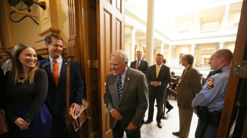 Gov. Nathan Deal enters state budget hearings Tuesday. BOB ANDRES / BANDRES@AJC.COM