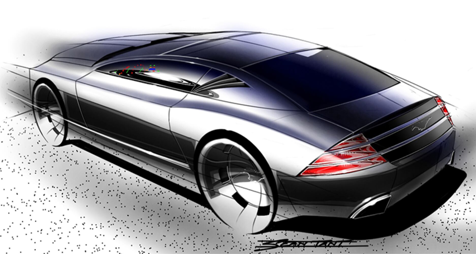 Sketches of Mustangs' changes from 2005-2014