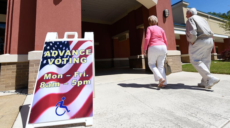 Early voters arrive at the Marietta Elections Main Office to cast their vote in the 6th district congressional special election being held to replace Tom Price. (HENRY TAYLOR / HENRY.TAYLOR@AJC.COM)