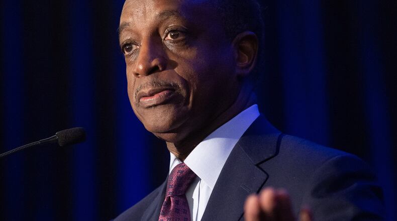 DeKalb CEO Michael Thurmond delivers his annual State of the County address at a luncheon at the Crowne Plaza Atlanta Perimeter at Ravinia Thursday 25, 2019. STEVE SCHAEFER / SPECIAL TO THE AJC